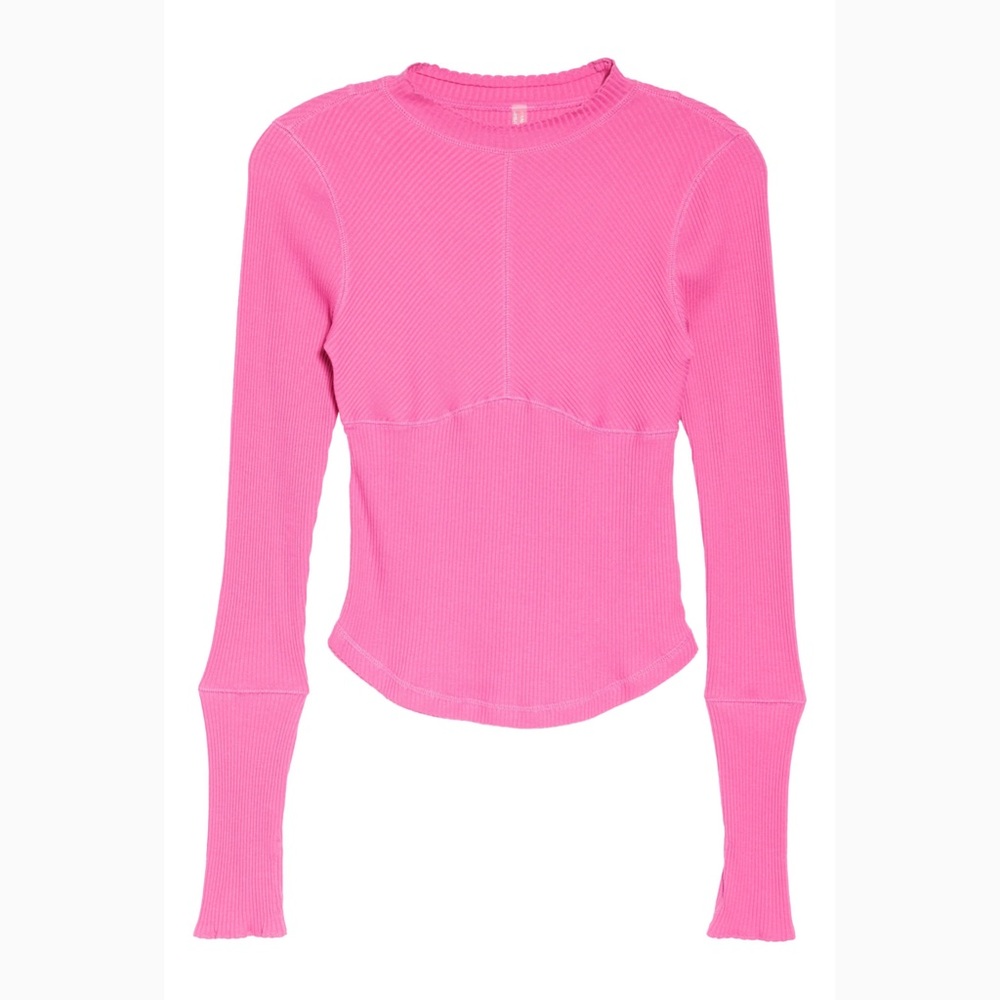 NWOT Free People Movement Laura Long Sleeve Top in Fuchsia Fizz Medium